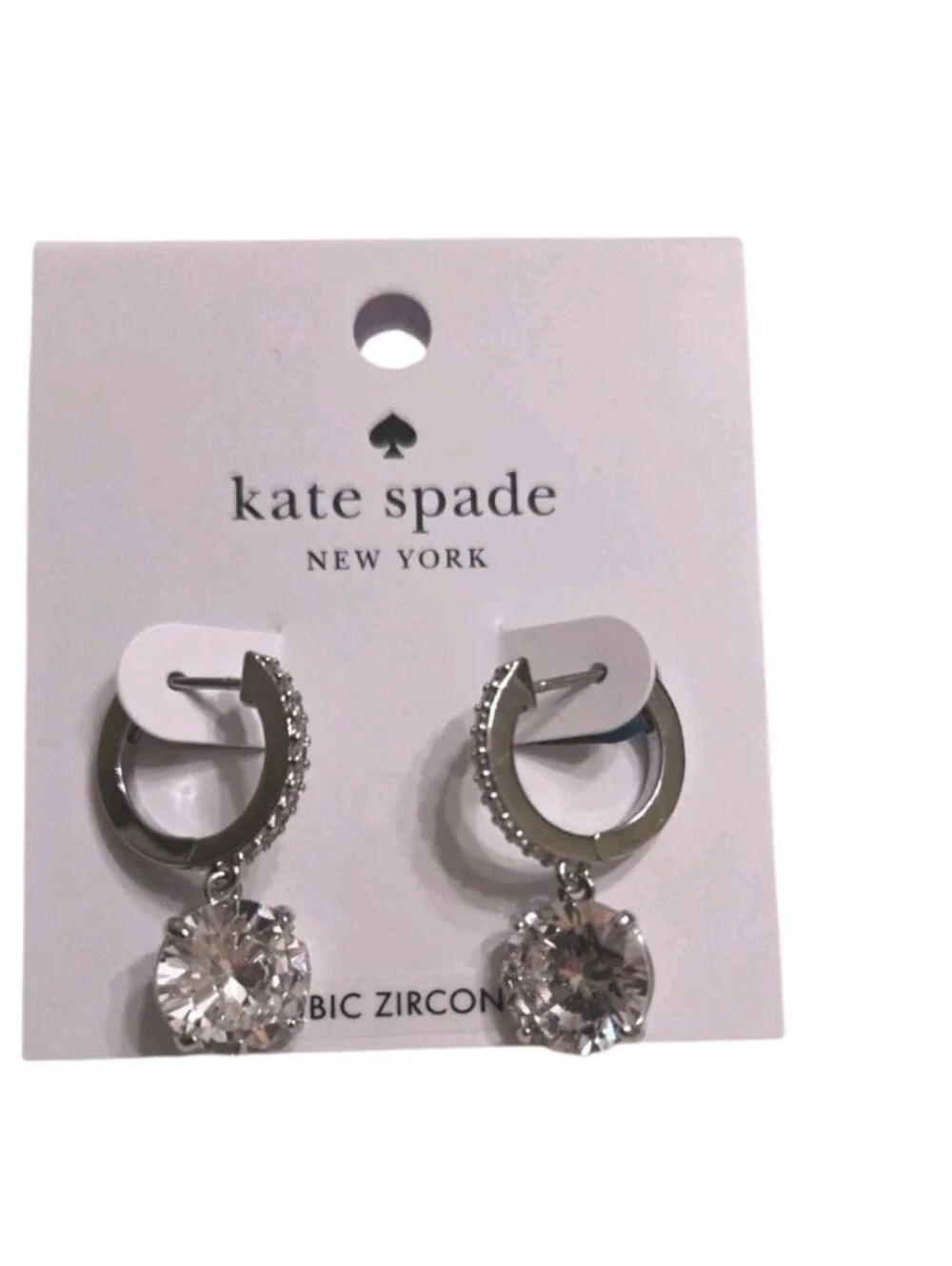 Kate Spade Bright Ideas Silver Plated Cubic Zirconia Huggie Earrings